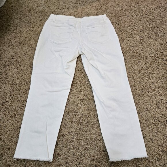 Time and Tru White Denim Capri Pants w/Fringe on the Bottom Womens 12 - Picture 3 of 9